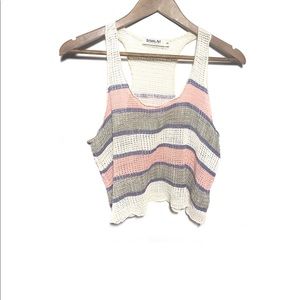 Sam & Lavi Crochet Sheer Striped Racerback Tank